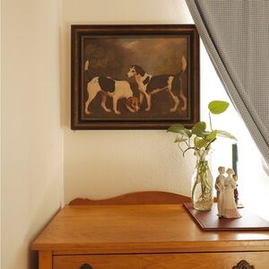 Vintage “A‎ Couple of Foxhounds” by George Stubbs 24” x 19” Original Oil Replica